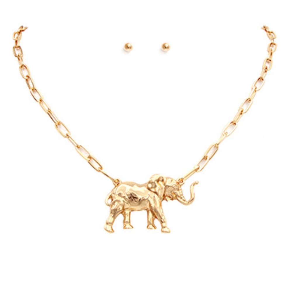 Elephant Paper Clip Chain Necklace